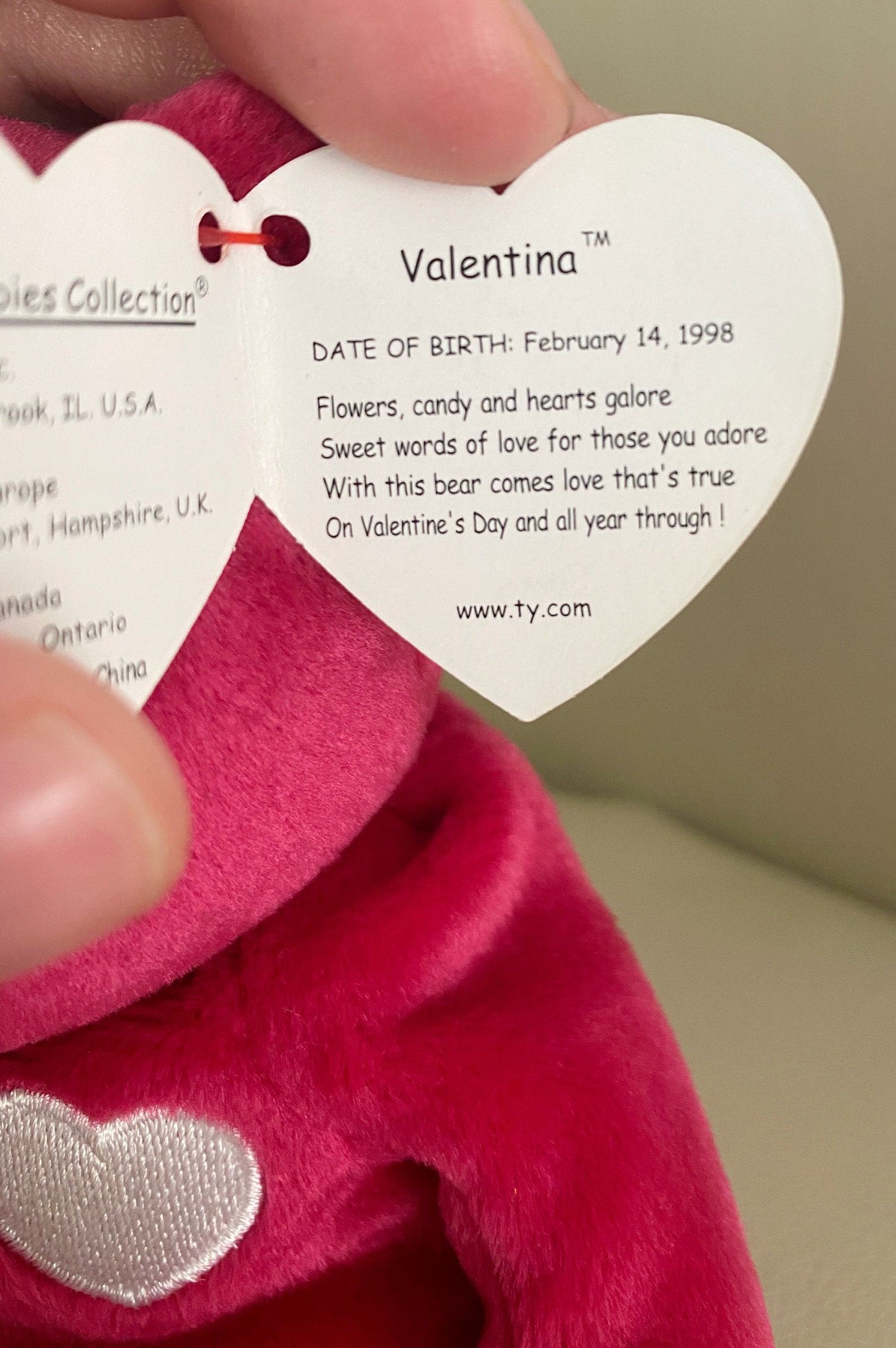 Rare & Retired TY Beanie Baby Valentina With Tag Mistakes and Hologram