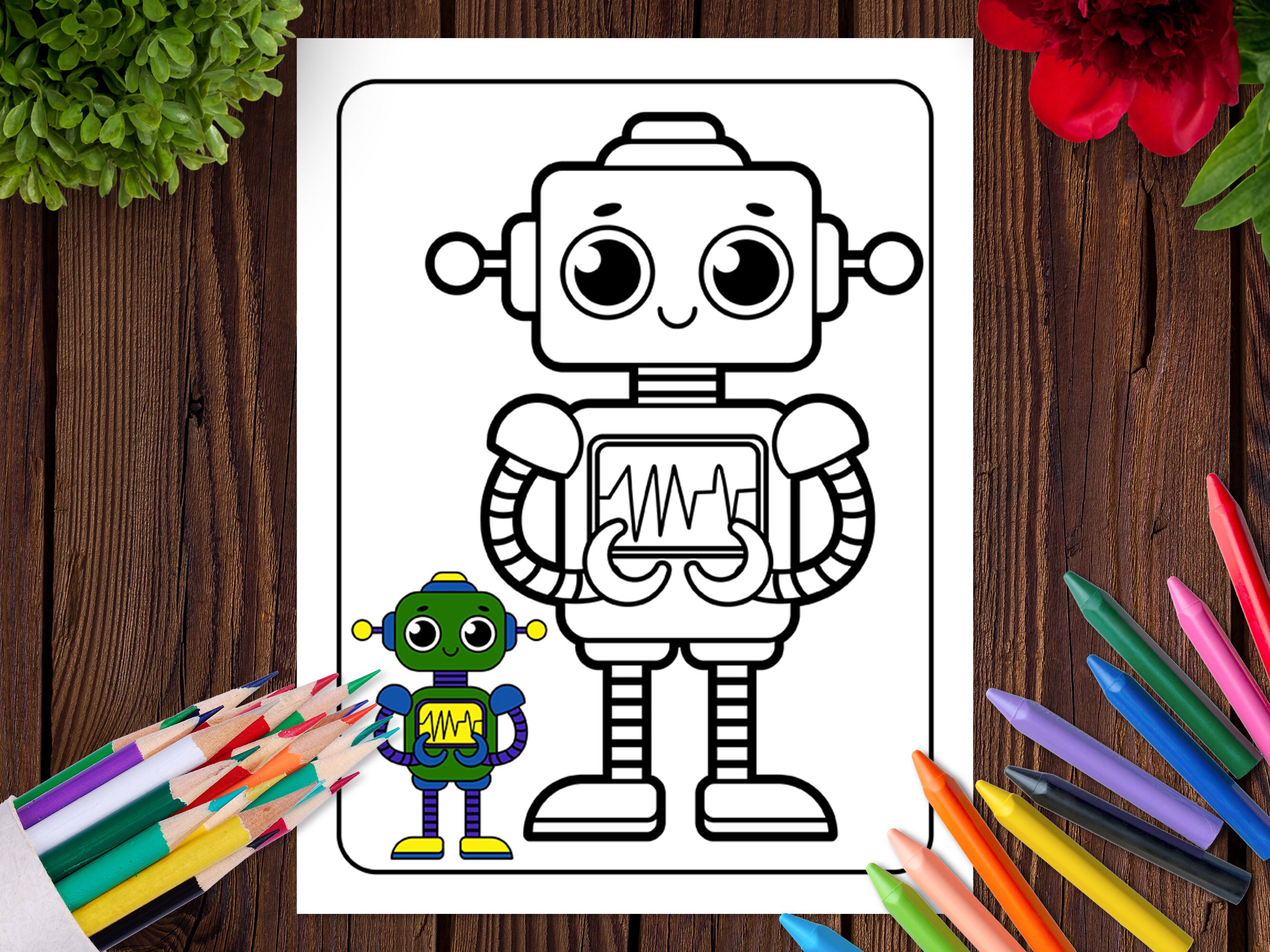 Robots Coloring Pages [PDF] - Copy the Color - Digital Download - Etsy