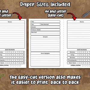 Movie Journal, Printable Movie Tracker, Movie Log Book, Movie Tracker Sheet - PDF Instant ...