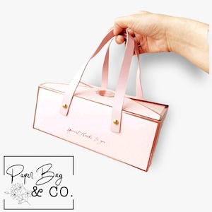 Scatola regalo rosa oro rosa con manico•Regali Candy Chocolate Treats Favor Box•PortabIe Pink Blue Red•Birthday•Gift•Holiday•Party Gift Favors