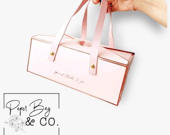 Rose Gold Pink Gift Box with Handle•Gifts Candy Chocolate Treats Favor Box•PortabIe Pink Blue Red•Birthday•Gift•Holiday•Party Gift Favors