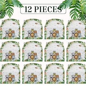 12Pcs Jungle Zoo Safari Animal Party Gift Boxes Decorations Jungle Theme Party Supplies Safari Baby Shower Decoration for Zoo Forest Animal