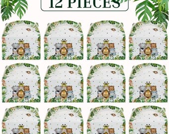 12Pcs Jungle Zoo Safari Animal Party Gift Boxes Decorations Jungle Theme Party Supplies Safari Baby Shower Decoration for Zoo Forest Animal