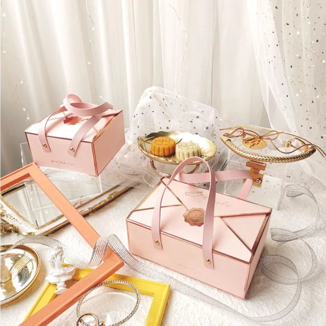 Rose Gold Pink Gift Box With Handlegifts Candy Chocolate - Etsy