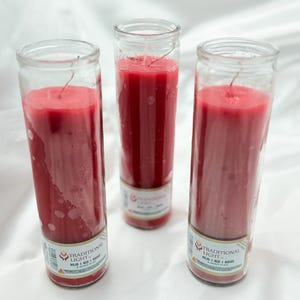 7 Day Red Candle,Ritual Candle,7 Day Solid Color Glass Candle,Plain 7 Day Candles,Wicca,Santeria,Brujeria,Palero,Vela Rojo