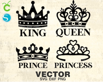 family crown design SVG png dxf bundle / king dad crown, queen mom crown, prince son crown, princess daughter crown / family design gift diy