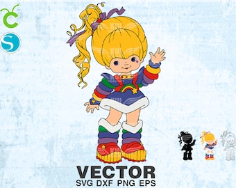 vector Rainbow brite 80s SVG png dxf eps vector template , sublimation cut printing, 80s cartoon