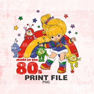 Rainbow Brite PNG design for printing, sublimation, clothing, t-shirt, mugs, vintage transfer design, made in the 80s rainbow bright image 1