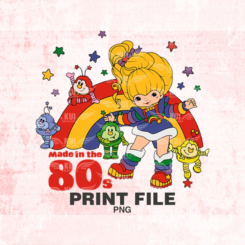 Rainbow Brite PNG design for printing, sublimation, clothing, t-shirt, mugs, vintage transfer design, made in the 80s rainbow bright image 1