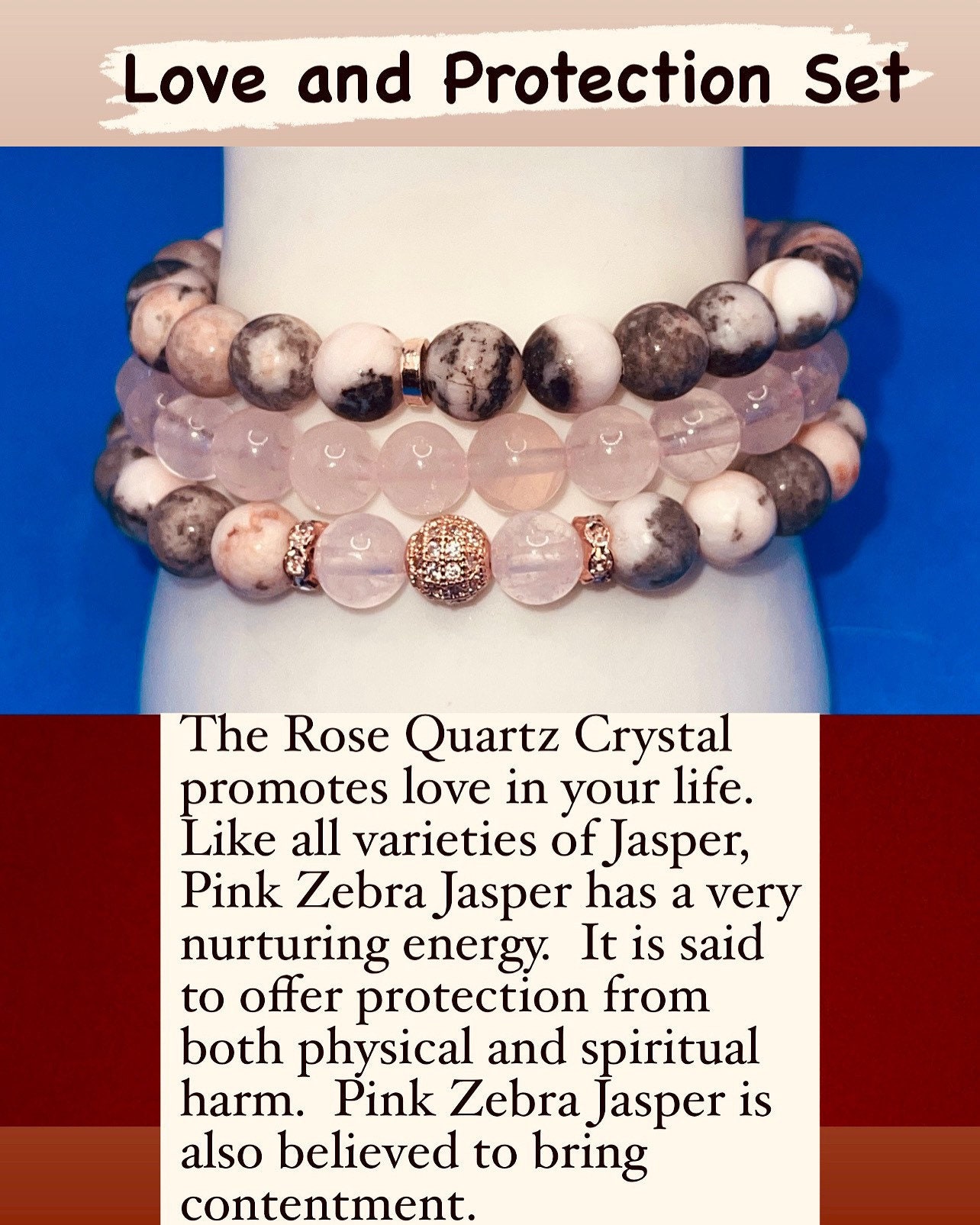 Pink Zebra Jasper & Rose Quartz Bracelet