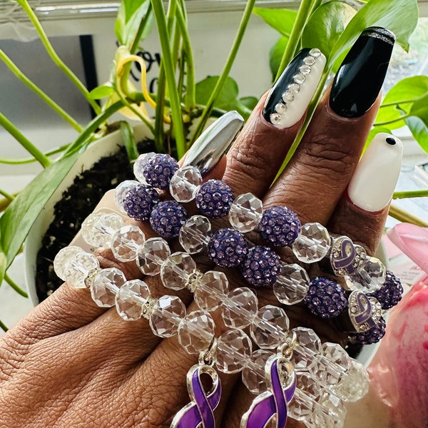 Bling with a Cause: Unique Handmade Statement Bracelet for Lupus, Pancreatic Cancer, and Fibromyalgia Warriors