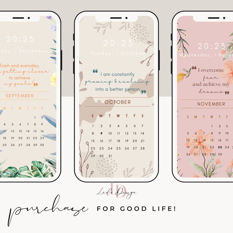 2023-calendar-lock-screen-wallpaper-digital-download-monthly-etsy