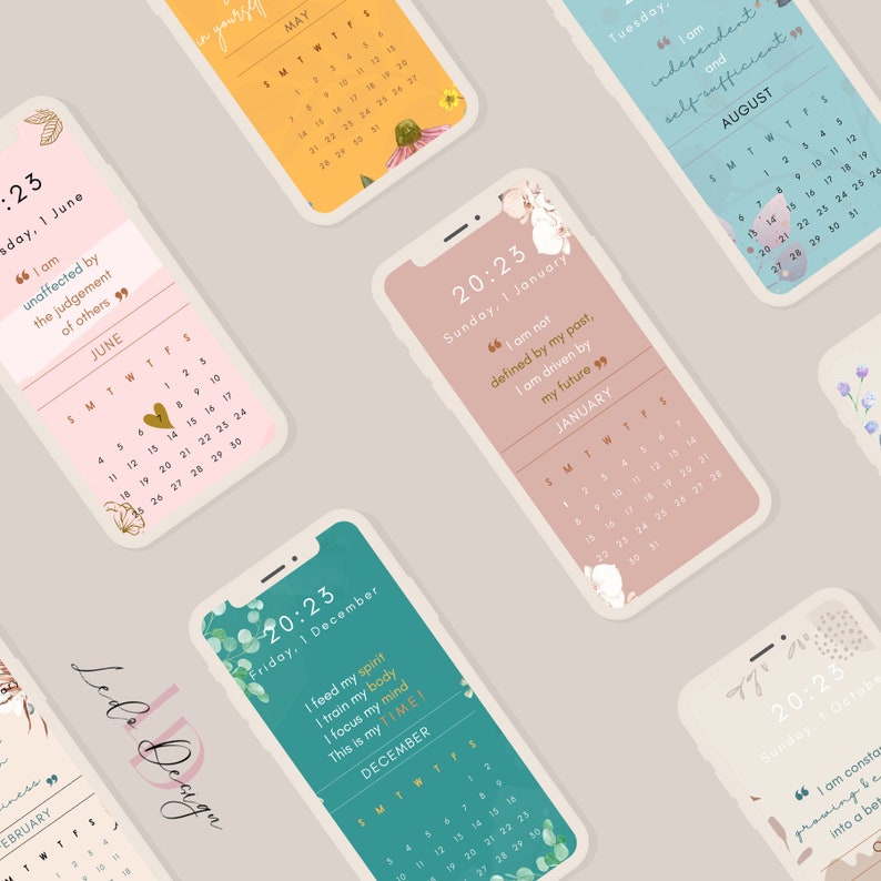 2023-calendar-lock-screen-wallpaper-digital-download-monthly-etsy