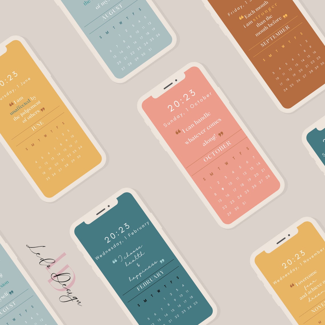 2023-calendar-lock-screen-wallpaper-digital-download-monthly-etsy