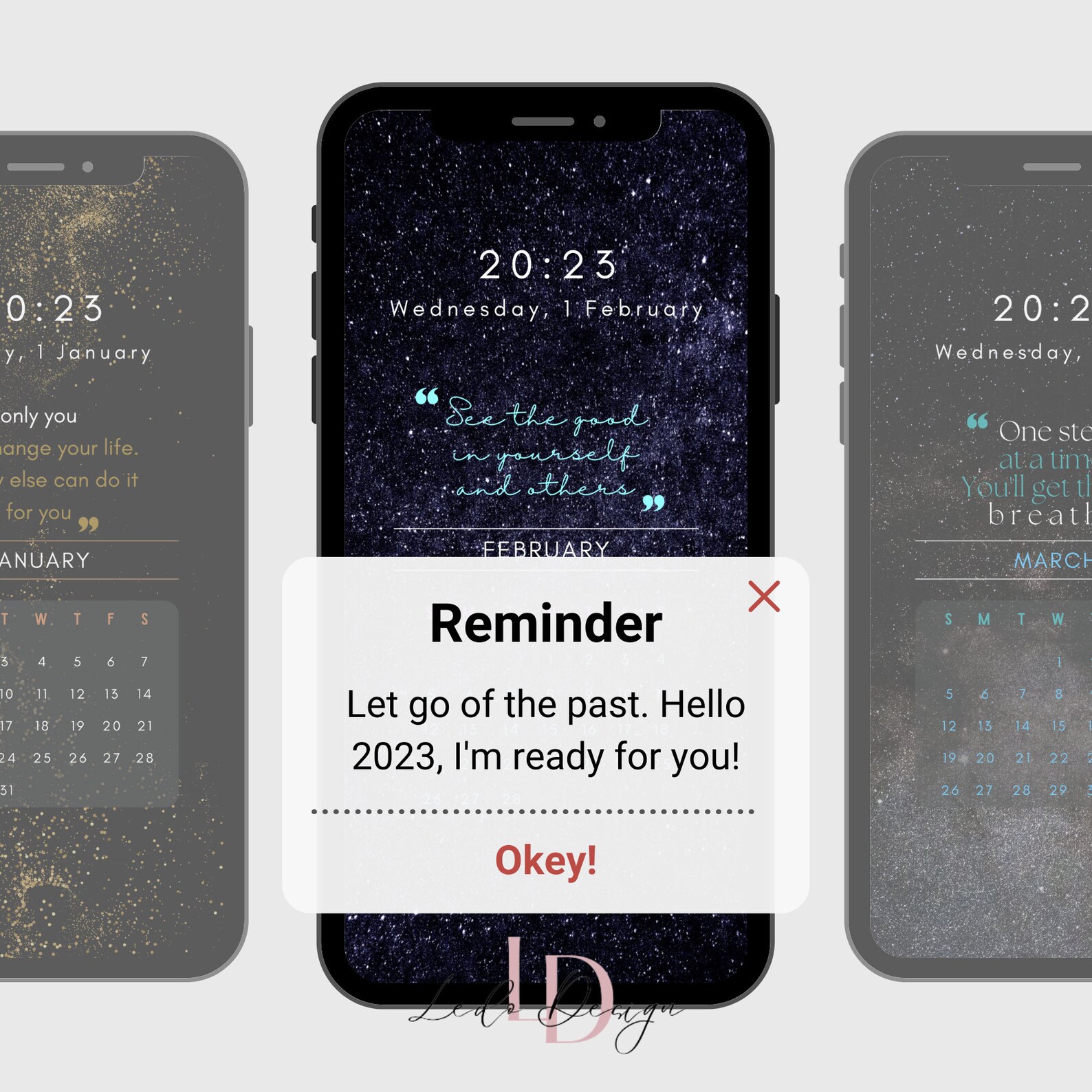 2023 Calendar Lock Screen Wallpaper Digital Download Monthly Etsy Canada