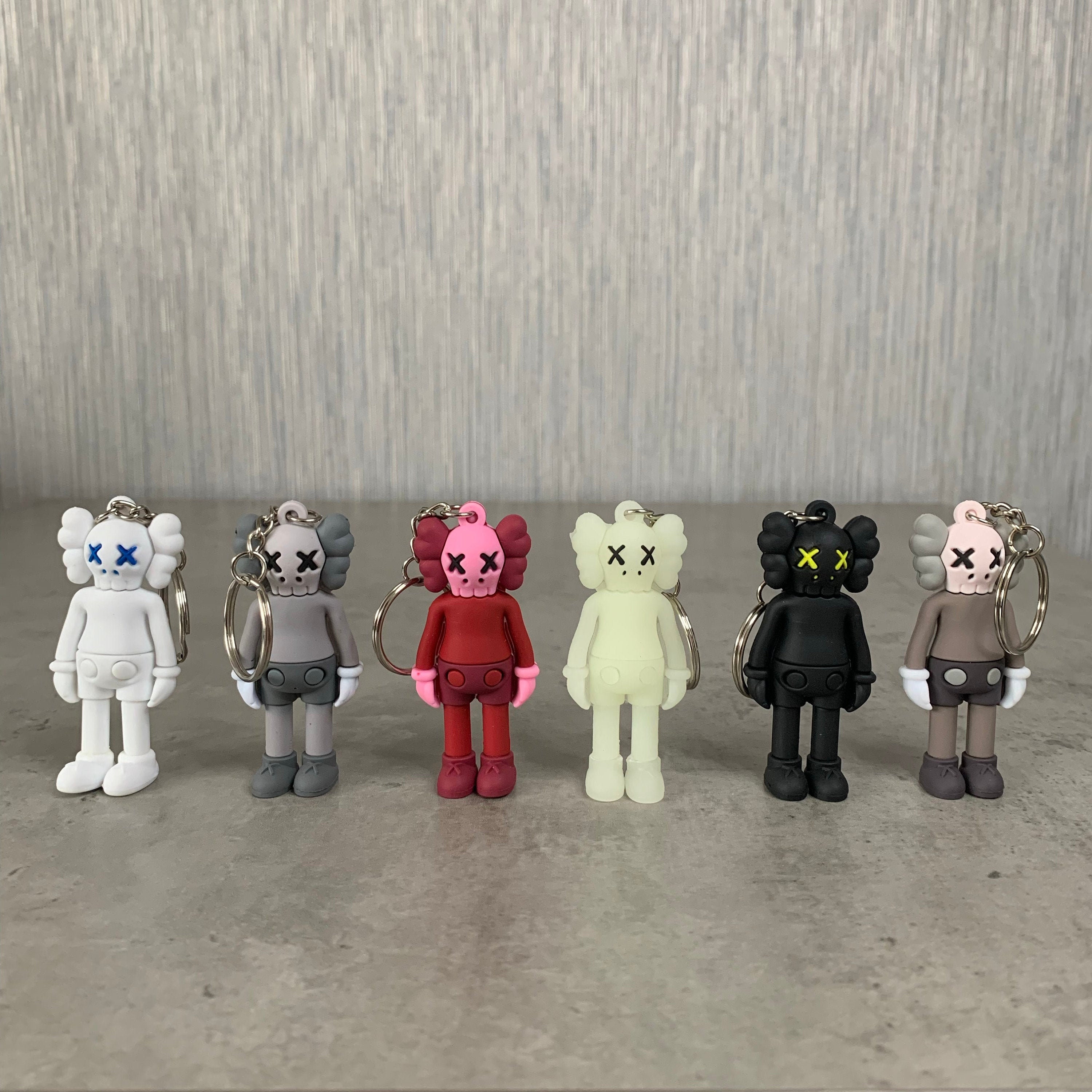 KAWS 3D Keyring/Keychain White Grey Red Glow In Dark Etsy