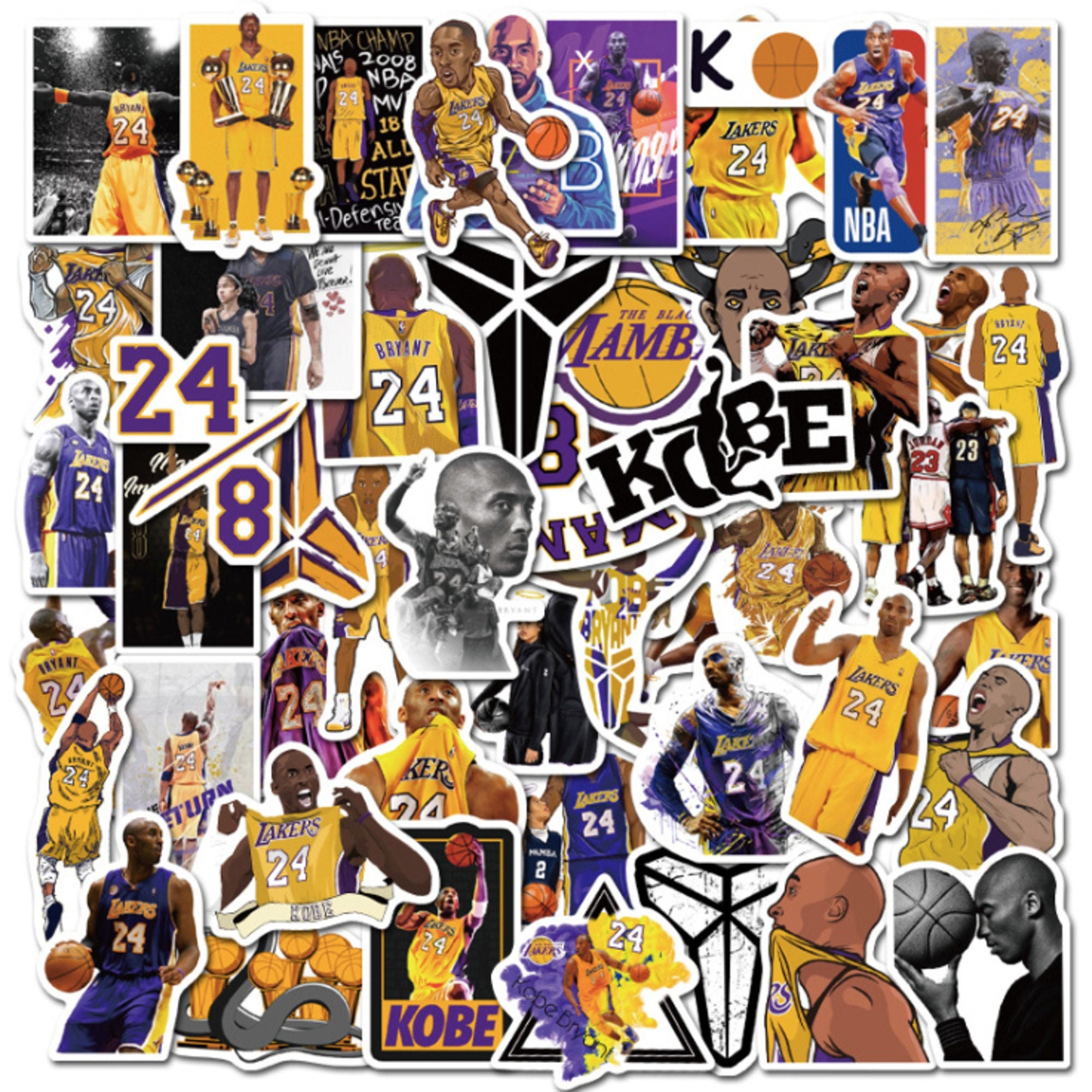 Kobe Bryant Pack Of 50 Vinyl Stickers Self Adhesive & Etsy