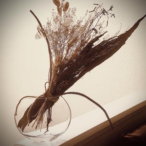 Bespoke Natural Wild Dried Flower Bouquet • Home Decor • Boho Gift • Driftwood, Lunaria, Wheat, Pampas, Eucalyptus, Cotton Blossom Bouquet •