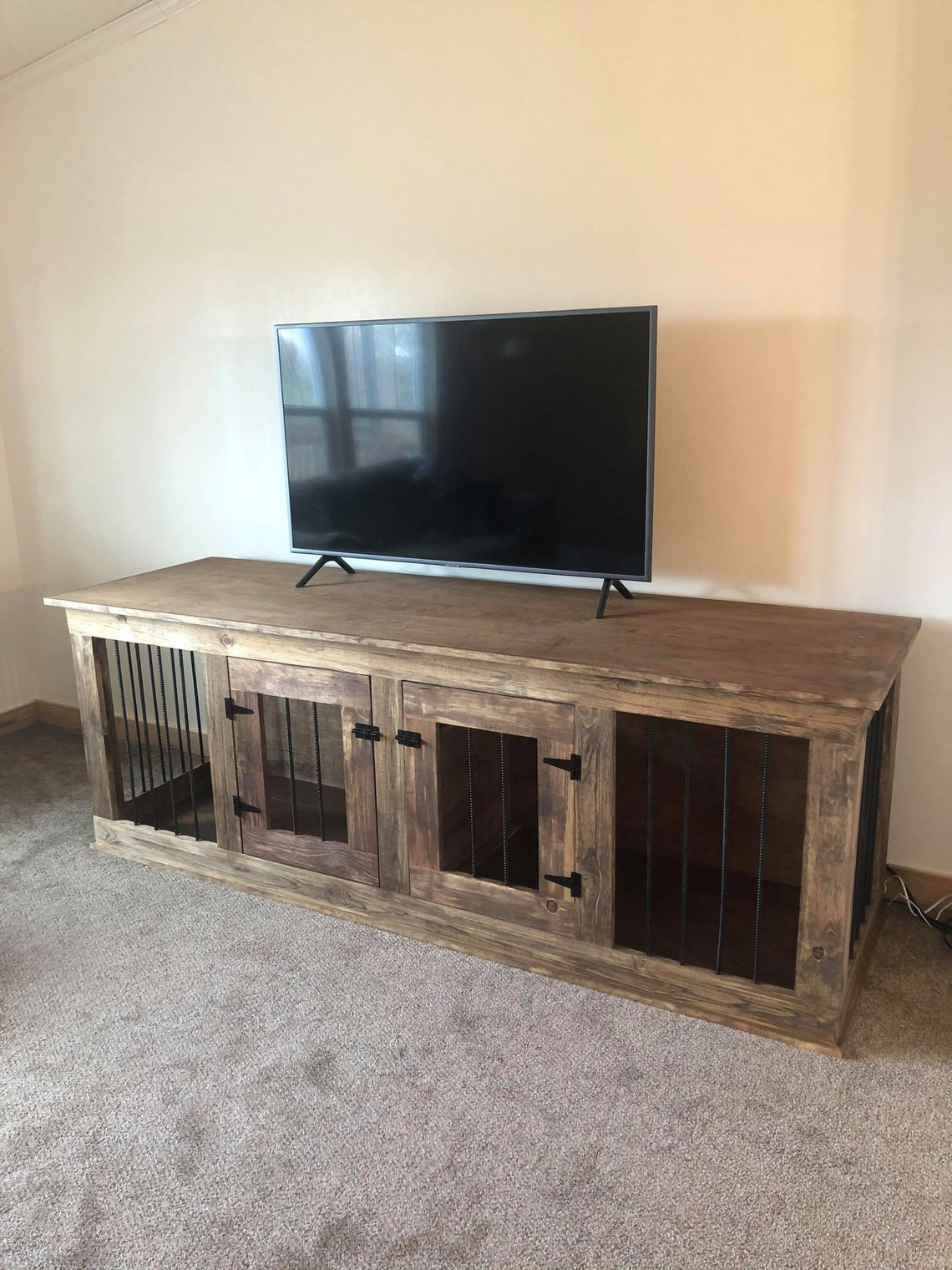 Double Dog Crate Entertainment Center Etsy