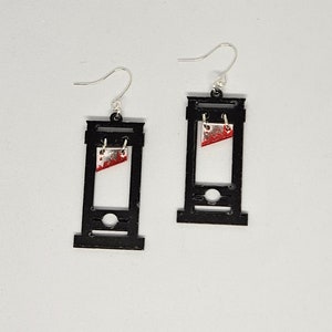 Boucles d'oreilles guillotine sanglantes argent