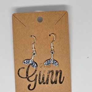 Mermaid tail earrings in silver with blue crystals