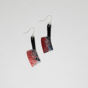 Bloody butchers knife earrings silver