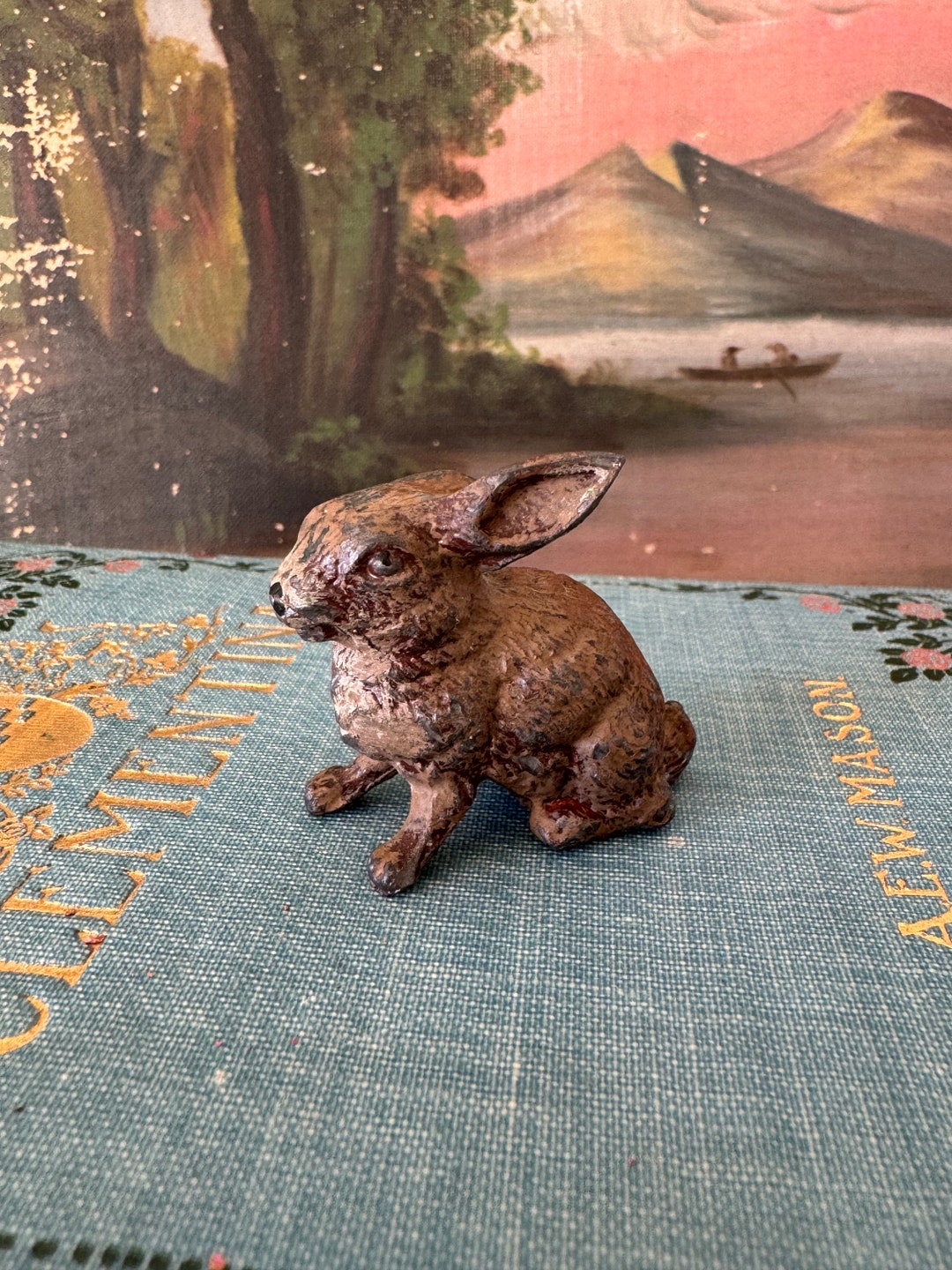 Antique Heyde Hollow Cast Lead Chocolate Brown Bunny Rabbit Miniature ...