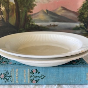 Vintage pair of Royal English ironstone salad / soup bowls stamped Wm. Adams & Sons Empress mid century pattern