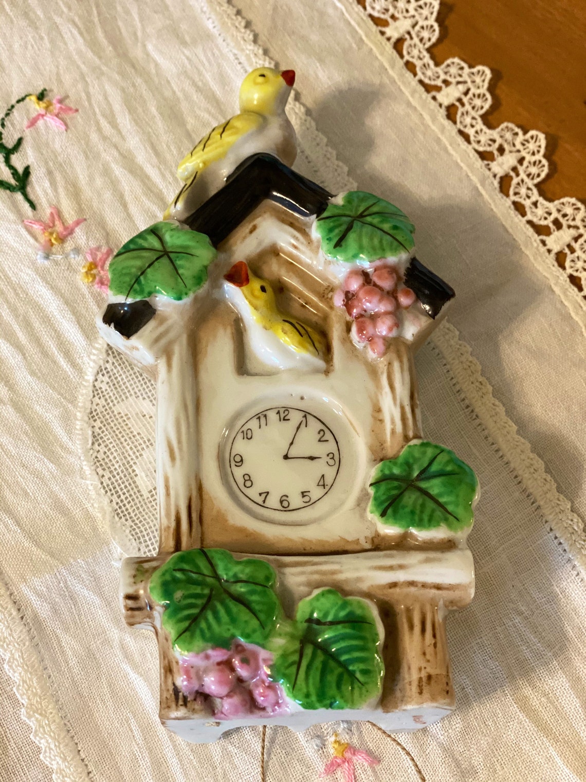 Petite porcelain antique cuckoo clock made in Japan with Etsy
