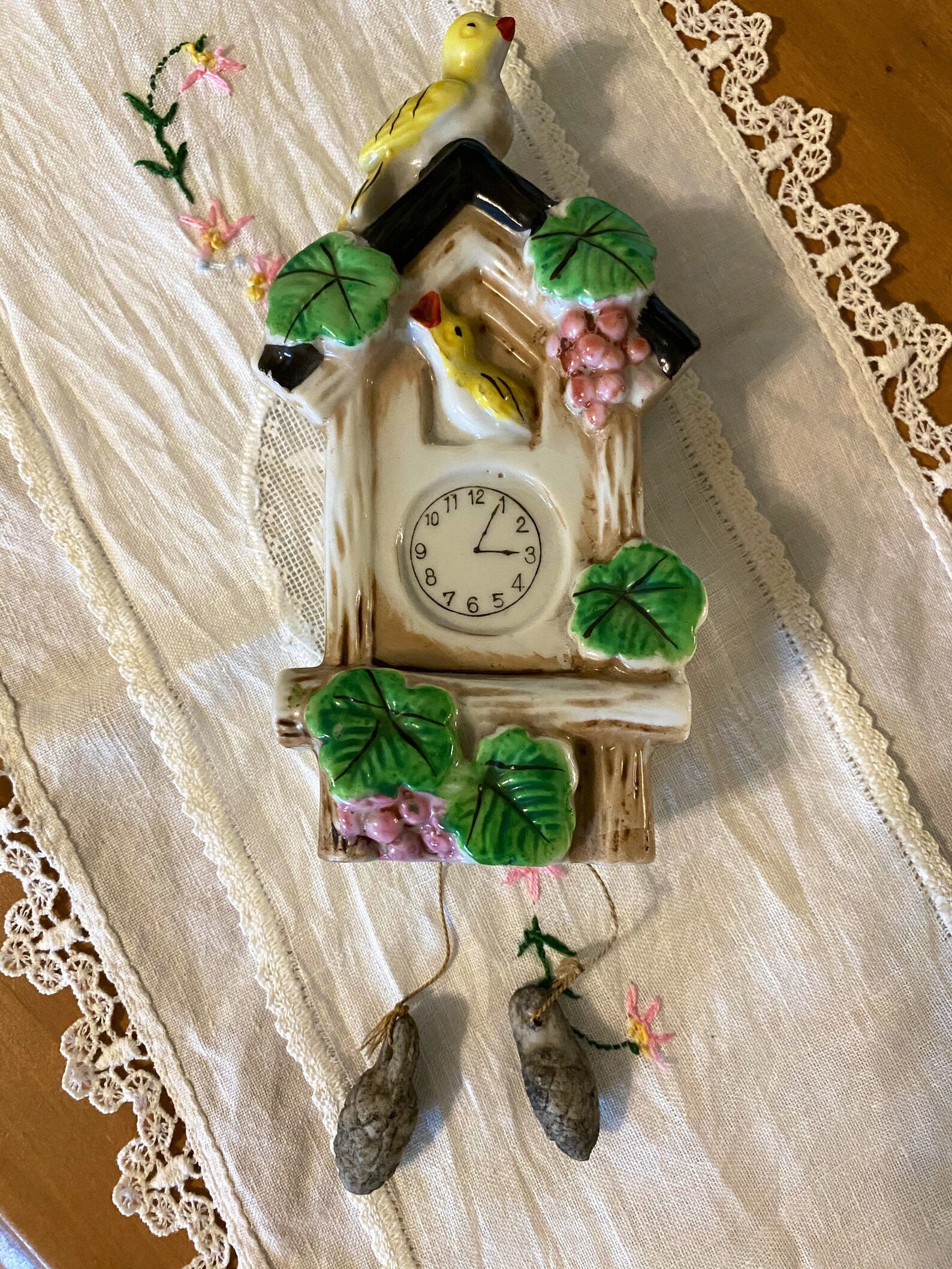 Petite porcelain antique cuckoo clock made in Japan with Etsy