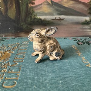 Antique Heyde hollow cast lead  bunny rabbit miniature vintage metal animal figurine toy made in Germany