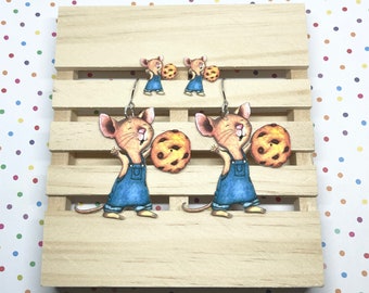 Mouse and Cookie Earrings/ Book Character Earrings