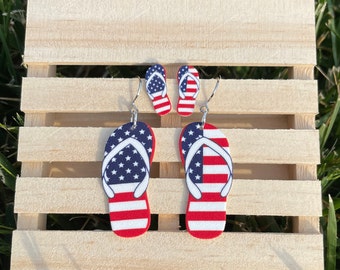 American Flag Flip Flops Earrings