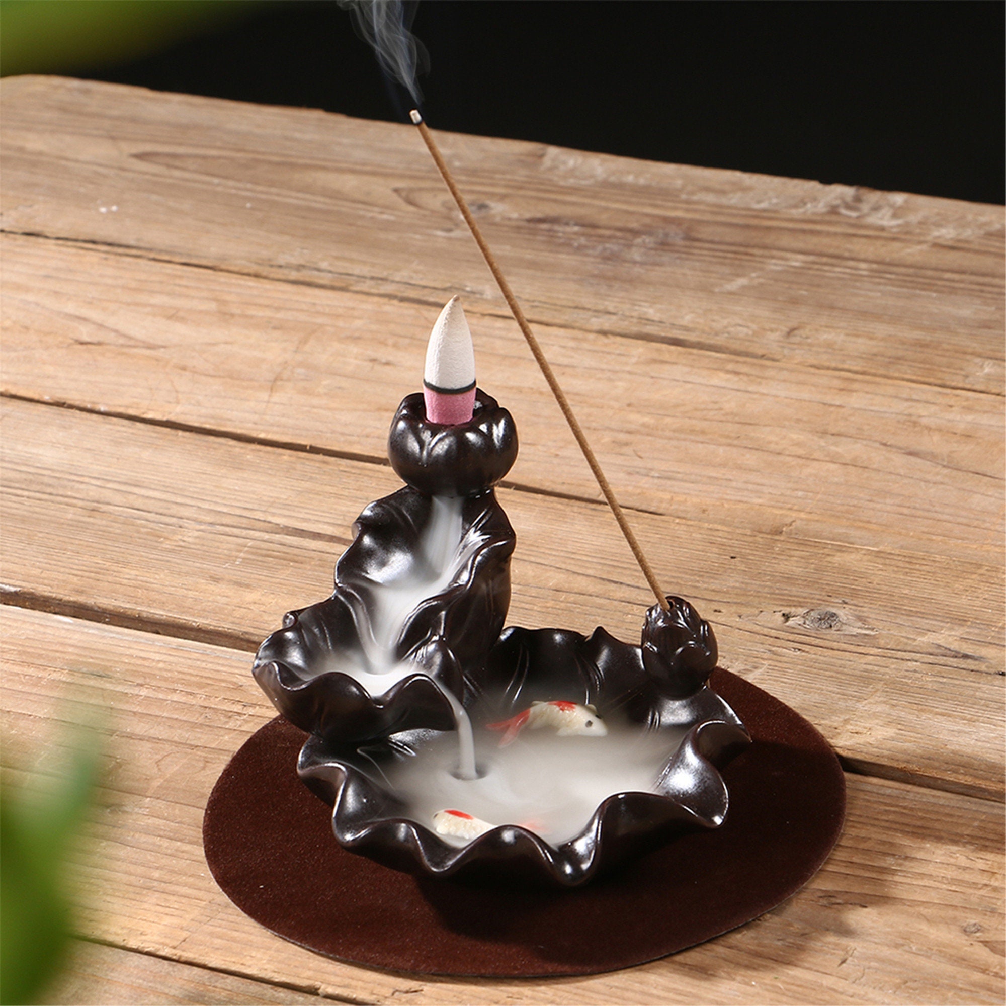 Backflow Incense Burner Ceramic Waterfall and Incense Holder Etsy
