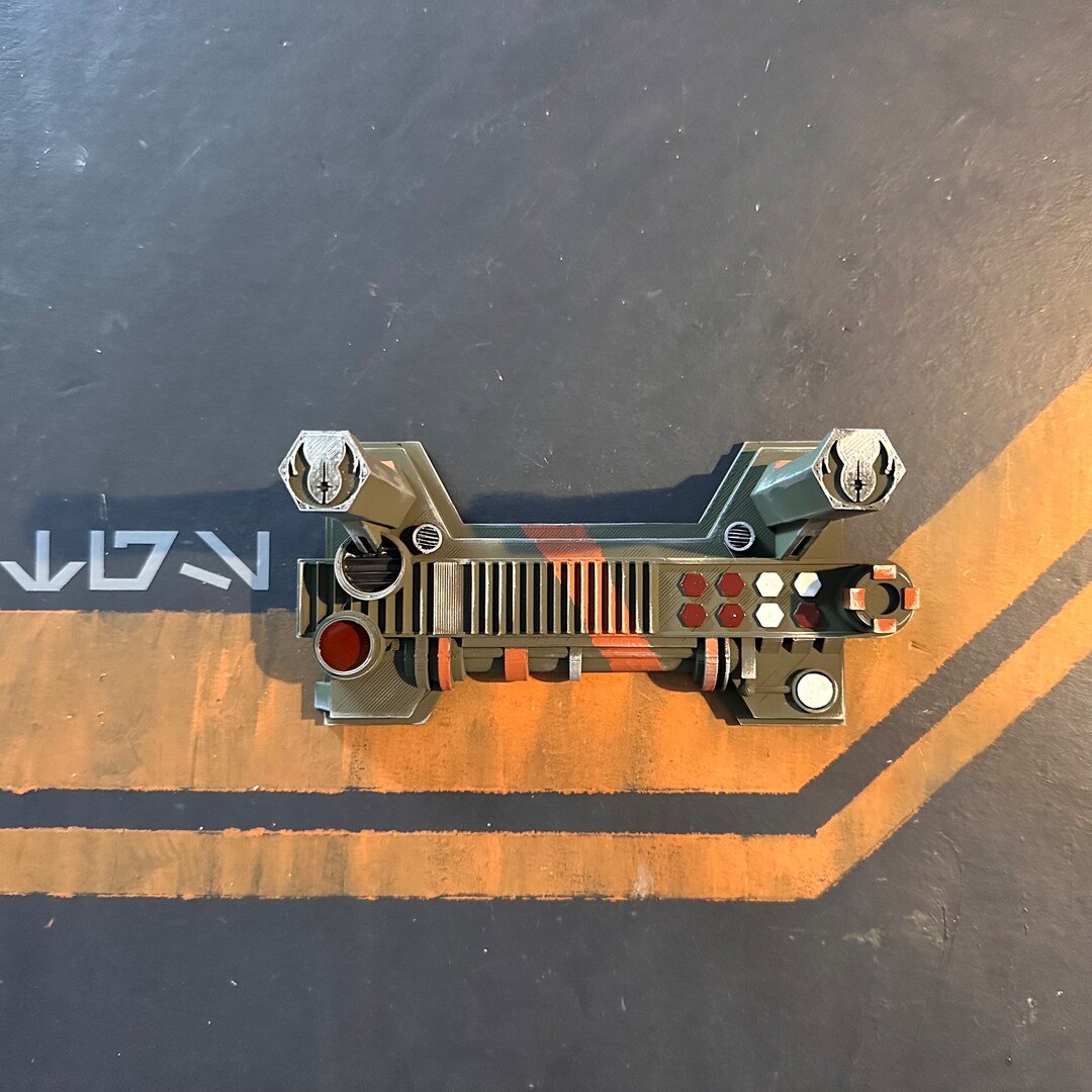 Lightsaber Wall Display Holder Endor Green With Rebel Orange Stripes Etsy