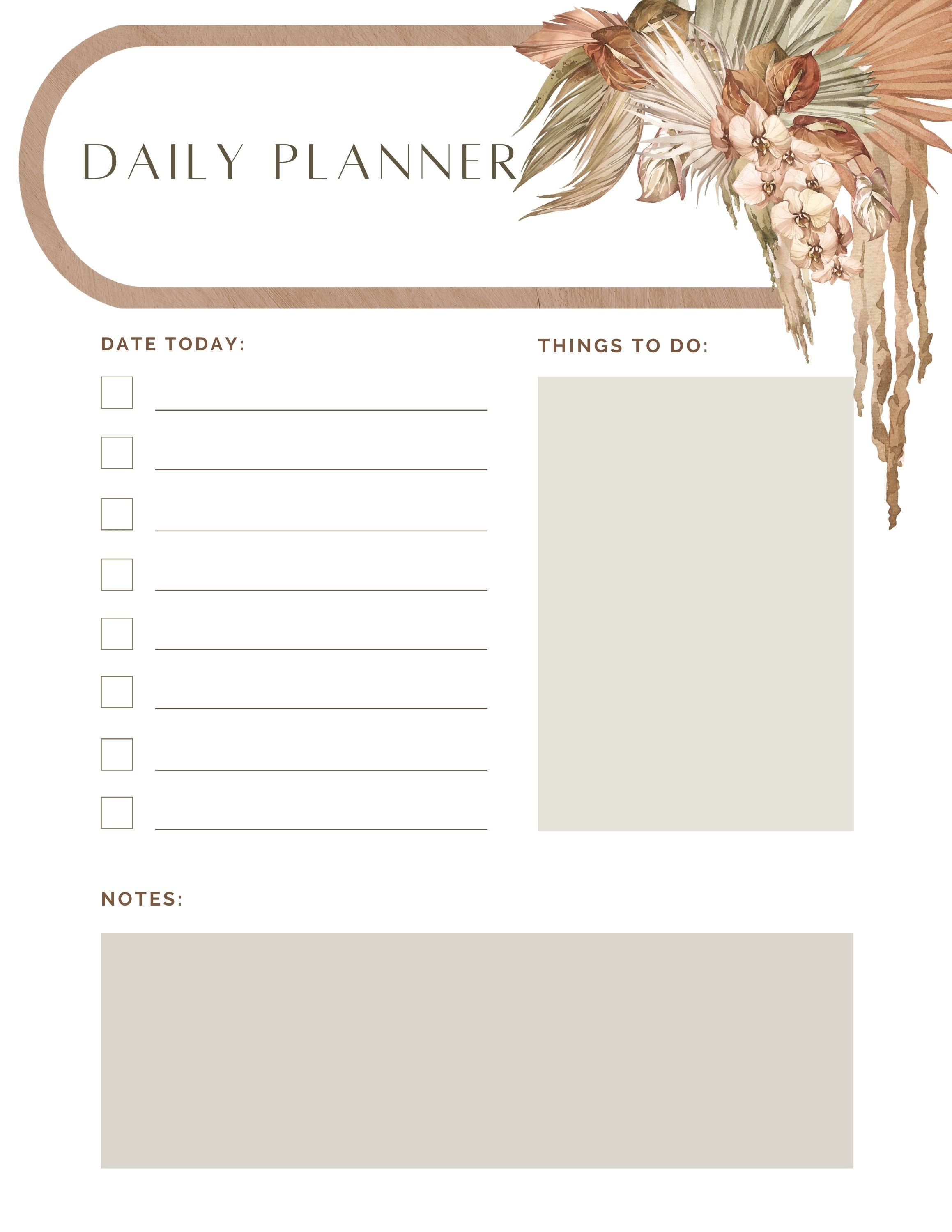 Printable Boho Daily Planner Todo Lists Planning Etsy