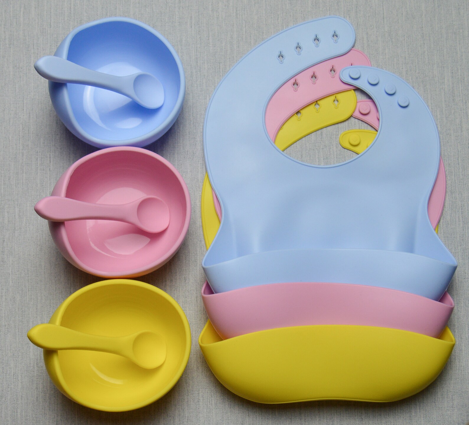 3 Piece Silicone Baby Feeding Set Baby Girl Gift Baby Boy Etsy