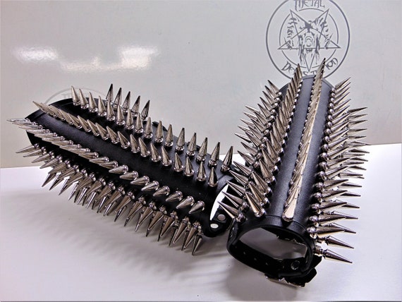 SATANIC WARMASTER Brutal Spiked Genuine Leather Gauntlet - Etsy