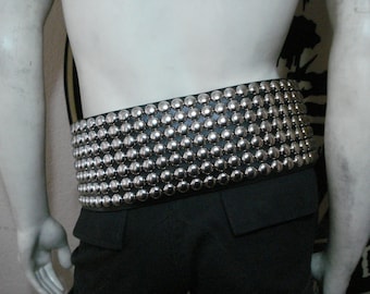 ROB HALFORD  Leather Old School Silver Dome Studded Belt