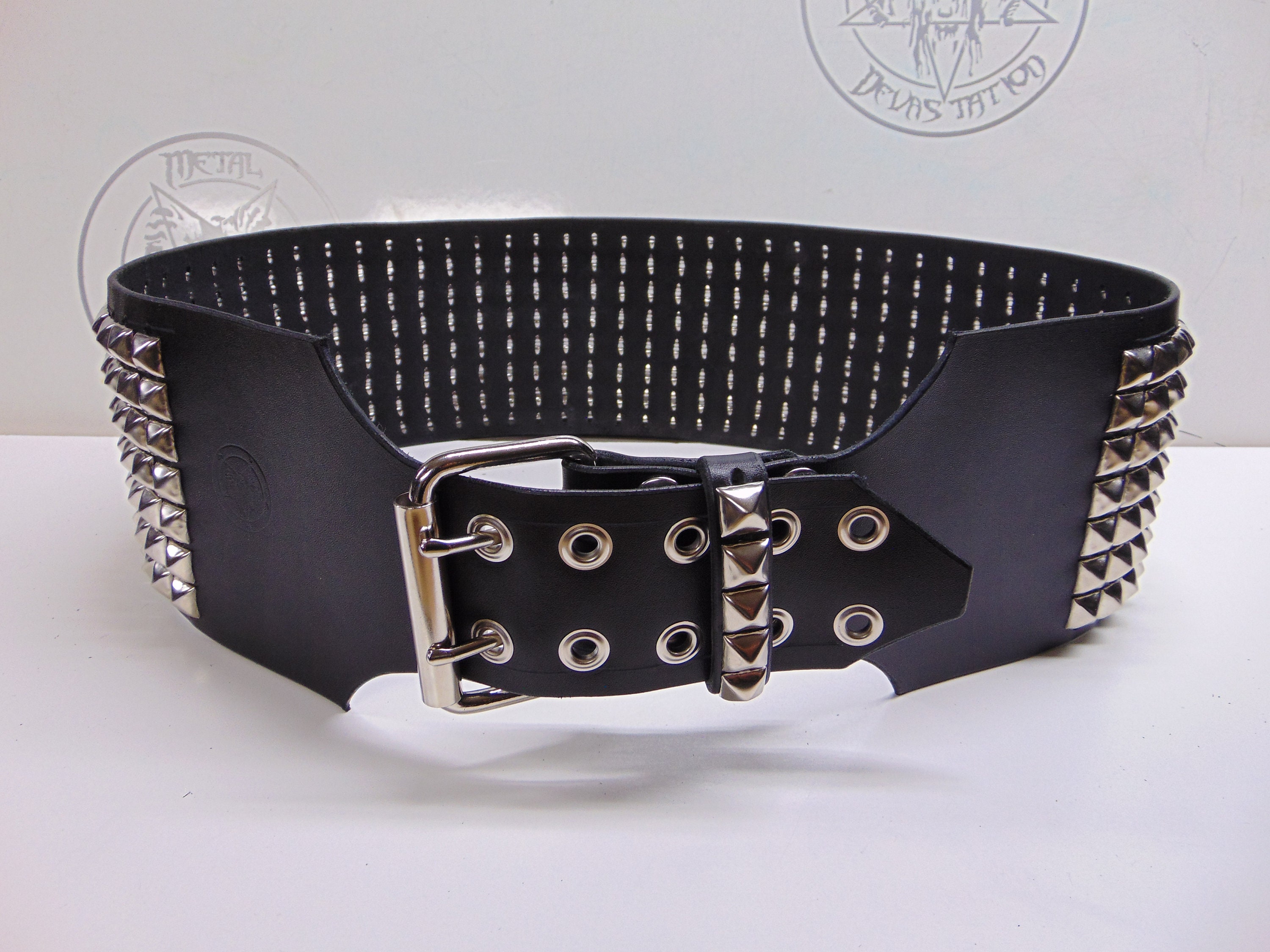 BON SCOTT Leather Old School Silver Pyramid Studded Belt - Etsy