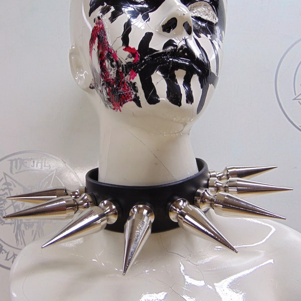 EURONYMOUS   High-Quality Handcrafted Giant Silver Spikes Choker