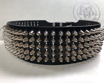 SACRED REICH Leather Old School Silver Cone Studded Belt - Etsy