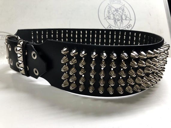 SACRED REICH Leather Old School Silver Cone Studded Belt - Etsy