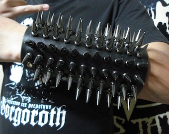 MOONSPELL   Old School Screw-back Spiked  Leather Gauntlet  Goth Black Metal