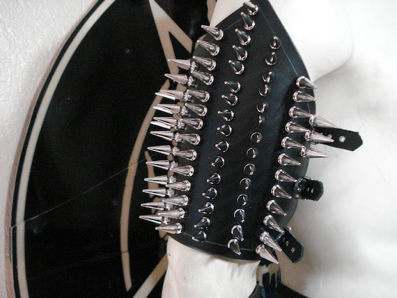 URGEHAL Brutal Spiked Genuine Leather Armband Black Metal - Etsy