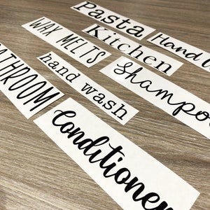Etichette di stoccaggio in vinile personalizzate / Adesivi decalcomania personalizzati in stile Mrs Hinch per container in cucina & organizzazione domestica / etichetta cucina
