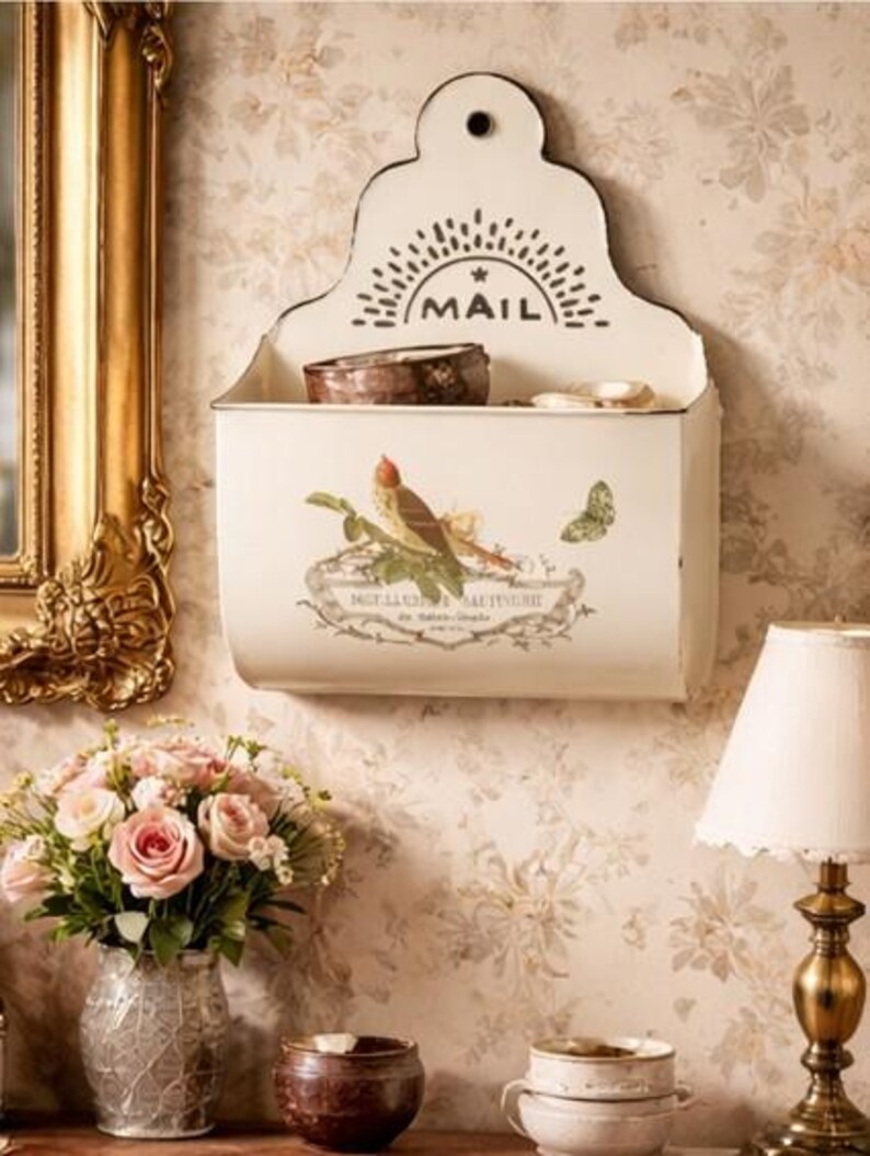 French Country Bird in Nest Decorative Mail Bin and Organizer - Etsy