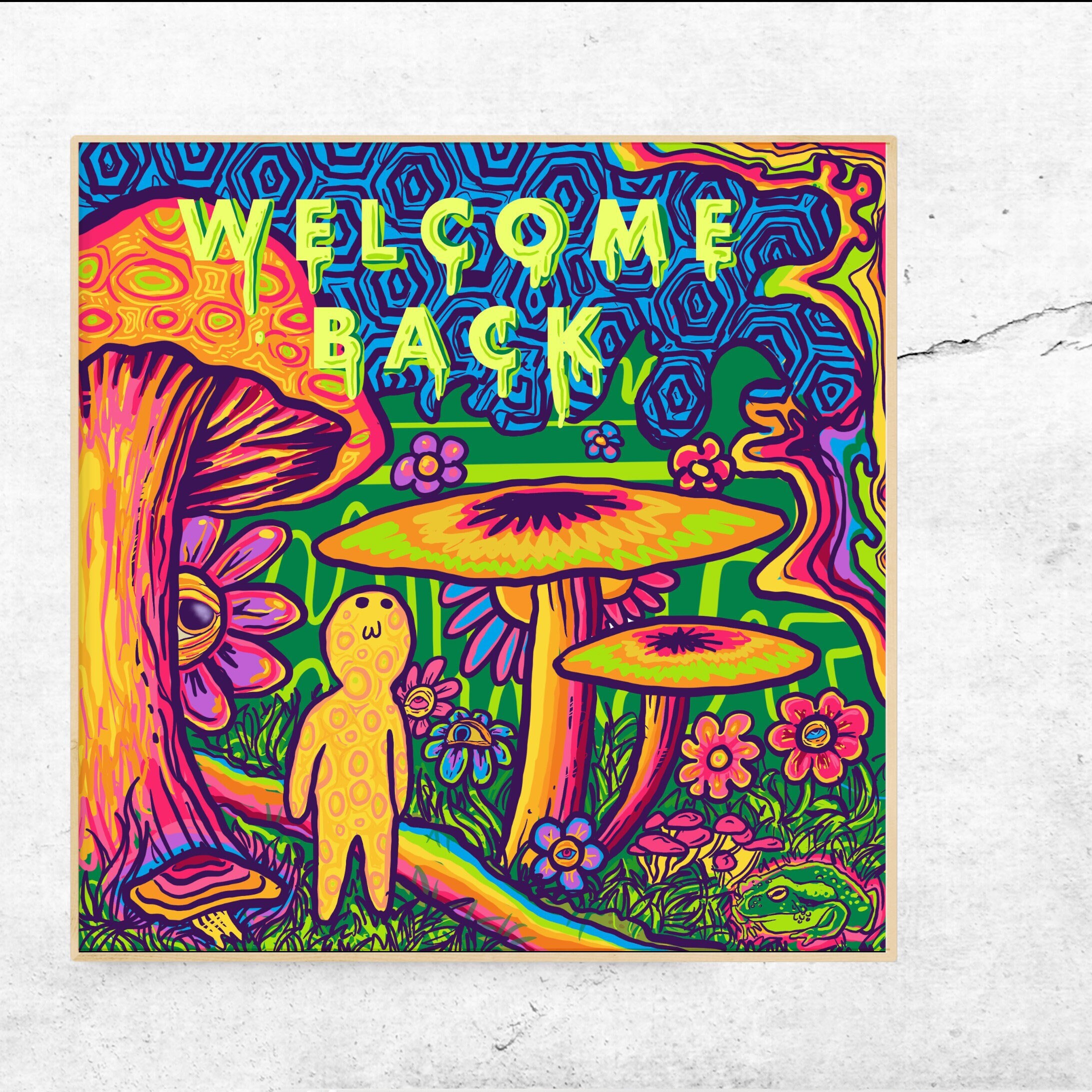 Digital Prints Art & Collectibles Space Surrealism Art Mushroom Trippy Pink Wall Art Apartments