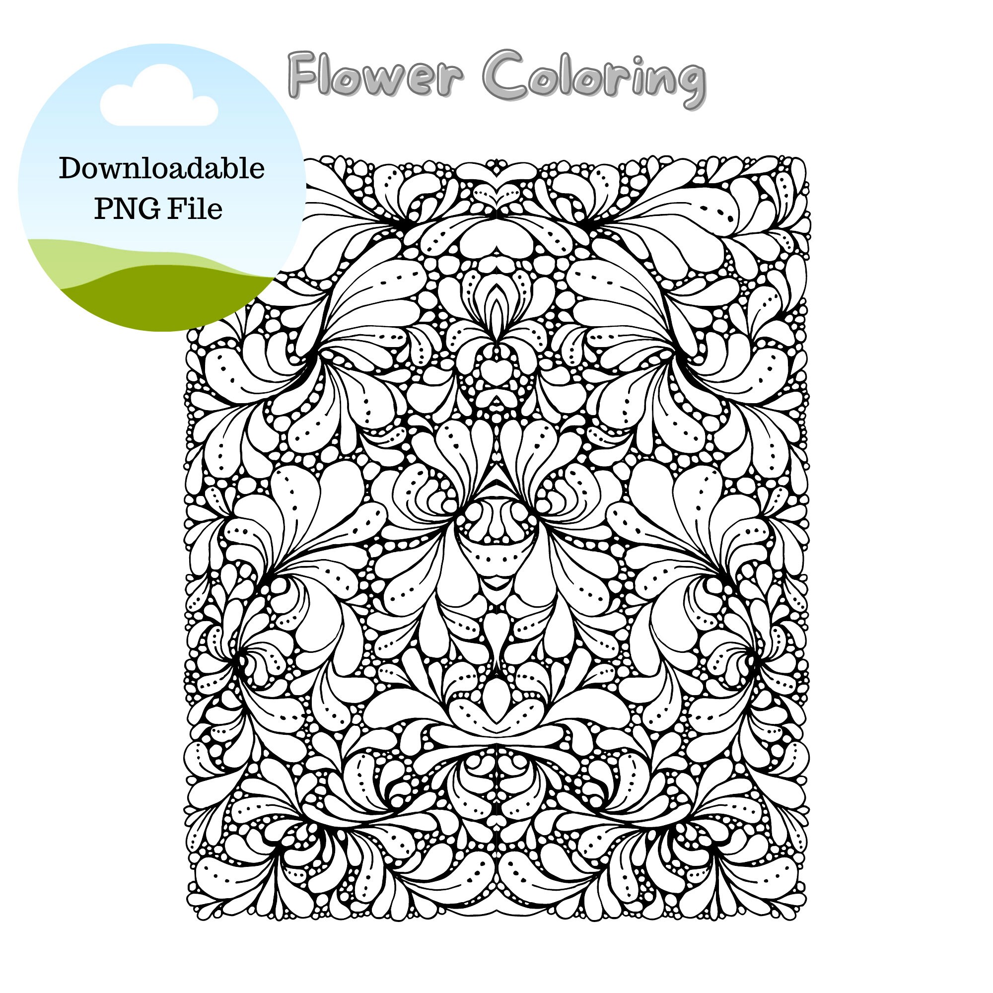 Digital Flowers Coloring Page Instant Download | Etsy