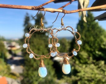 Moonstone Earrings, 925 Sterling Sliver Natural Stone Earrings, Gift For Her
